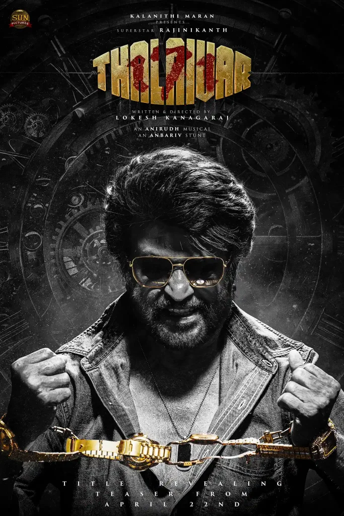 Coolie 2025 movie poster featuring Rajinikanth in a powerful action look directed by Lokesh Kanagaraj