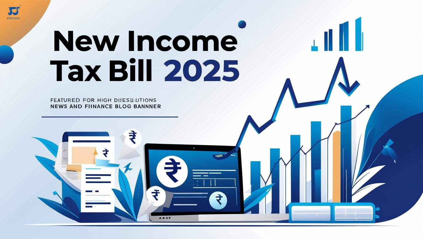 Illustration showing New Income Tax Bill 2025 with key changes comparison and budget updates in India
